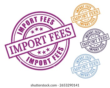 Importação Taxas Grunge Rubber Stamp Collection, Conjunto de Vetor de Direitos Aduaneiros