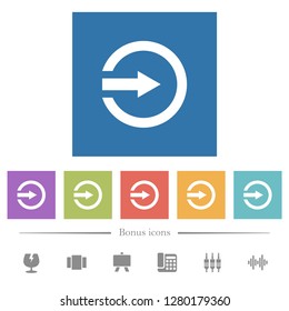 Import flat white icons in square backgrounds. 6 bonus icons included.