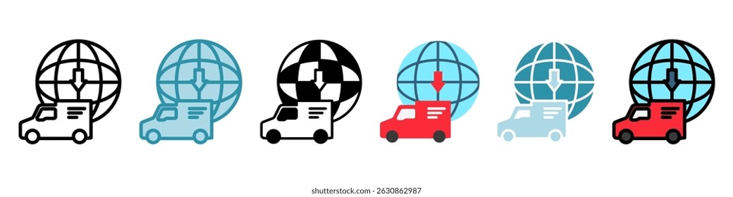 Importar Bens multi estilo, mini ilustração ícone conjunto. use para conceito moderno, impressão, UI, kit UX, web e desenvolvimento de aplicativos. Vetor relacionado com vendas, logística e comércio eletrônico