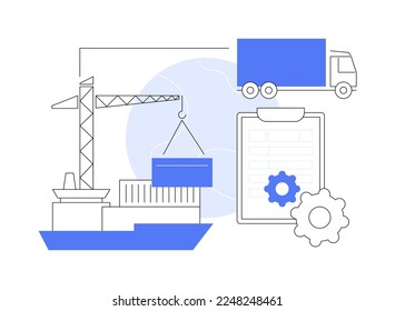 Importación de bienes y servicios abstractos de concepto de ilustración vectorial. Proceso de ventas internacionales, recursos materiales, inversión interna, transporte marítimo, balanza comercial, metáfora abstracta de ingresos.
