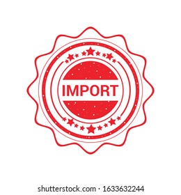 Import grunge retro red isolated stamp.