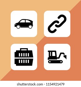 import icon. 4 import set with transport, chain and carrier vector icons for web and mobile app