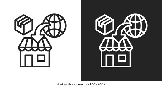 Icono De Importación En Estilo De Línea En Blanco Y Negro