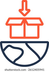 Import Icon Color Line Vector Illustration