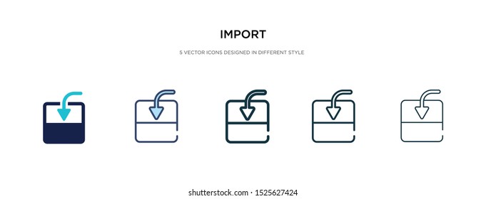 import icon in different style vector illustration. two colored and black import vector icons designed in filled, outline, line and stroke style can be used for web, mobile, ui