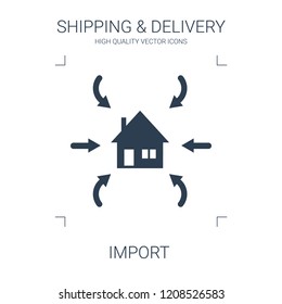 import icon. high quality filled import icon on white background. from shipping delivery collection flat trendy vector import symbol. use for web and mobile