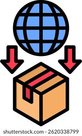 Icono de importación Ilustración vectorial de color lineal