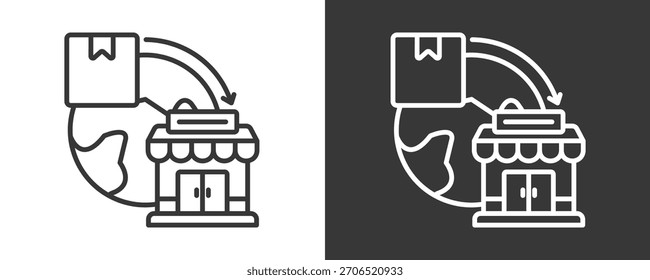 Colección De Vector Del Conjunto Del Icono De La Importación Aislada En Blanco Y Negro