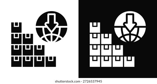 Estilo de fondo blanco y negro del icono de la importación