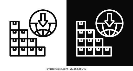Estilo de fondo blanco y negro del icono de la importación