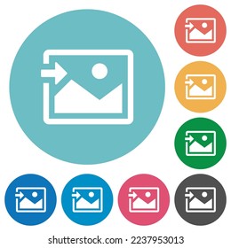 Import image flat white icons on round color backgrounds