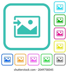 Import image vivid colored flat icons in curved borders on white background
