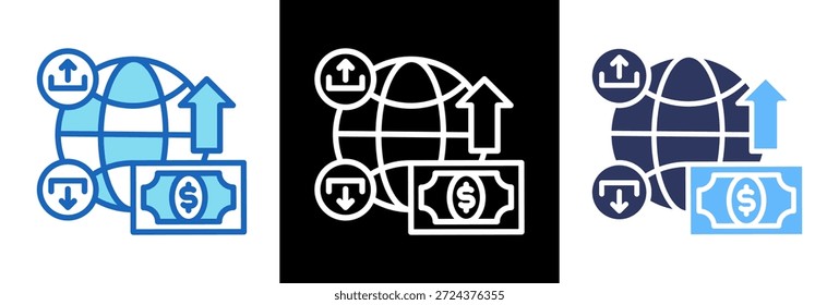 Importar Ilustración vectorial de estilo triple de icono de inflación