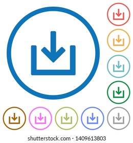 Import item flat color vector icons with shadows in round outlines on white background