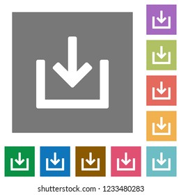 Import item flat icons on simple color square backgrounds