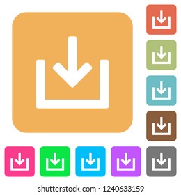 Import item flat icons on rounded square vivid color backgrounds.
