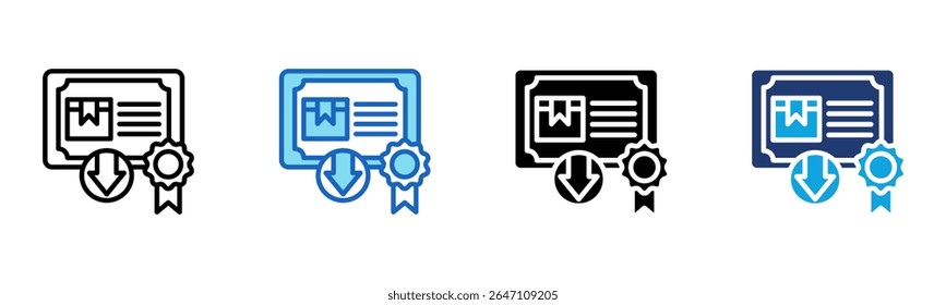 Ícone Importar licença - Ilustração do vetor de vários estilos