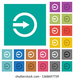 Import multi colored flat icons on plain square backgrounds. Included white and darker icon variations for hover or active effects.