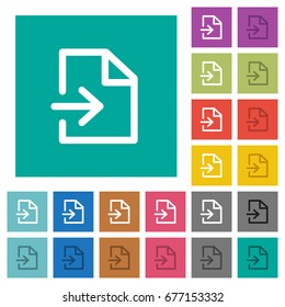 Import multi colored flat icons on plain square backgrounds. Included white and darker icon variations for hover or active effects.