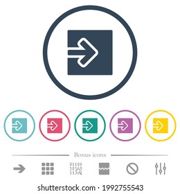 Import object flat color icons in round outlines. 6 bonus icons included.