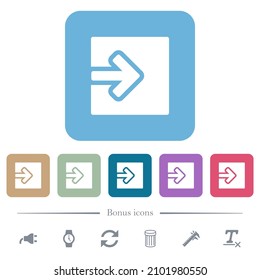Import object solid white flat icons on color rounded square backgrounds. 6 bonus icons included