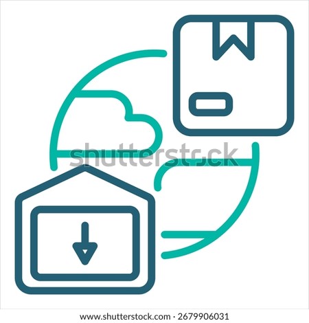 Import Outline Blue Single Icon Illustration