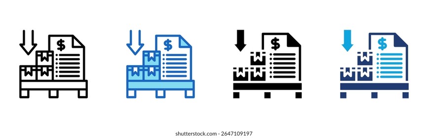 Icono de permiso de importación Ilustración vectorial de estilos múltiples