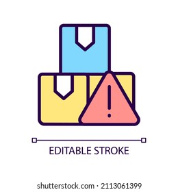 Import regulations RGB color icon. Customs restrictions and rules. Goods shipping and supply. Isolated vector illustration. Simple filled line drawing. Editable stroke. Pixel perfect. Arial font used