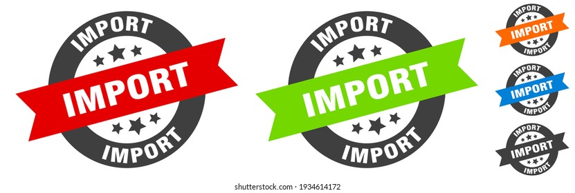 import stamp. import round ribbon sticker. label