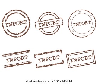 Import stamps on white