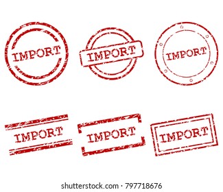 Import stamps on white