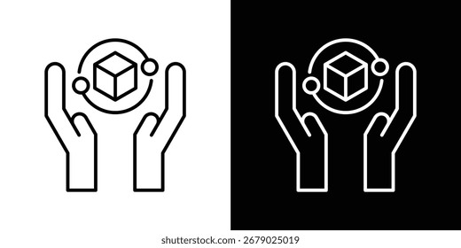 ícone de substituição de importação definido na ilustração de vetor de estilo preto e branco do outline