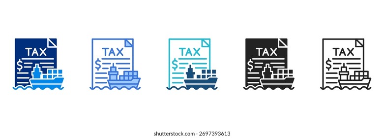 Import Tariff Icon Set Multiple Style Vector Illustration