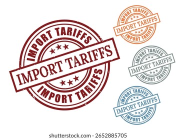 Tarifas de importação Grunge Rubber Stamp Collection, Regulação de direitos aduaneiros Vetor Set