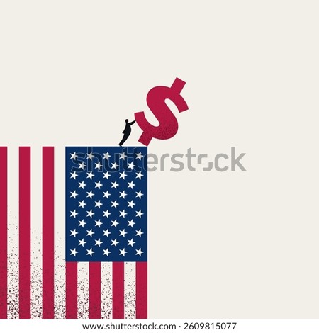 Import tariffs and impact of tariffs on united states of america. Financial crisis, stock market crash, recession. Minimal design eps10 illustration.