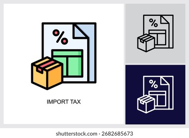 Import Tax icon Multi Style Vector Illustration