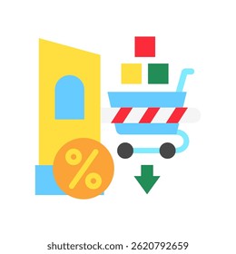 Importar mini ilustração ícone de cor plana, uso para guerras comerciais, economia, negócios, finanças, concorrência econômica, UI, kit UX, desenvolvimento de aplicativos e web, digital ou impresso.