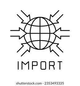 vector de icono de línea de transporte de importación. signo de transporte de importación. símbolo de contorno aislado ilustración negra