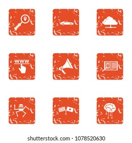 Importance of access icons set. Grunge set of 9 importance of access vector icons for web isolated on white background