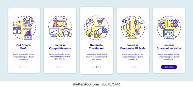 Importance Of Business Expansion Onboarding Mobile App Page Screen. Company Growth Walkthrough 5 Steps Graphic Instructions With Concepts. UI, UX, GUI Vector Template With Linear Color Illustrations