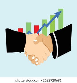 The importance of collaboration and agreement in achieving growth and success. A firm handshake shows mutual trust and commitment between the parties involved.
