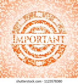 Important abstract orange mosaic emblem