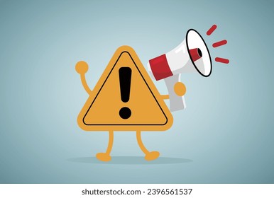 Important announcement, attention or warning information, breaking news or urgent message communication, alert and beware concept, warning sign announce on megaphone with attention exclamation sign