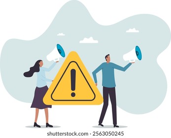 Important announcement, attention or warning information, breaking news or urgent message communication, alert and beware.business concept.flat character.