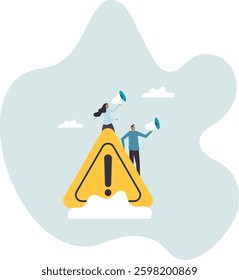 Important announcement, attention or warning information, breaking news or urgent message communication, alert and beware.business concept.flat character.