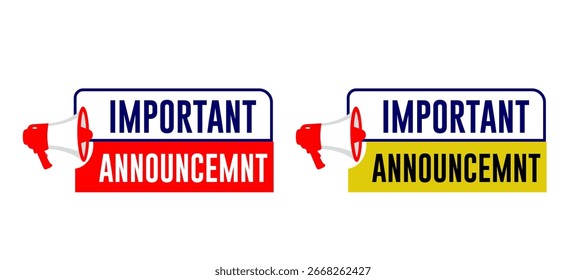 Important Announcement Badge 2 Set Vector Design Isolated on White Background