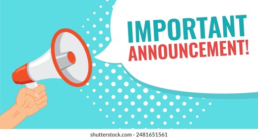 Important announcement banner. Flat style.