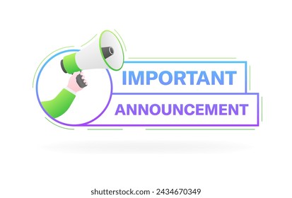 Important announcement banner icon. Flat style. Vector icon