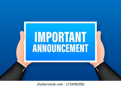 Important Announcement. Business infographic template. Megaphone banner. Vector stock illustration.