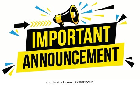 Anuncio importante Vector de megáfono Gráfico de alerta urgente. anuncio importante. alerta pública de megáfono. aviso urgente de última hora. señal de advertencia.